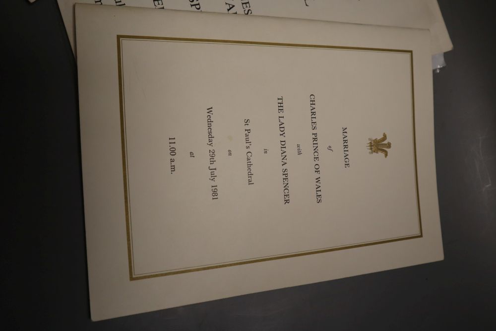 Marriage of Charles, Prince of Wales and Lady Diana Spencer 1981. Two wedding ceremony invitations to Jennifer Trew,